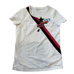 Burberry kids white T-shirt embroidered sequins star with stripes size 14